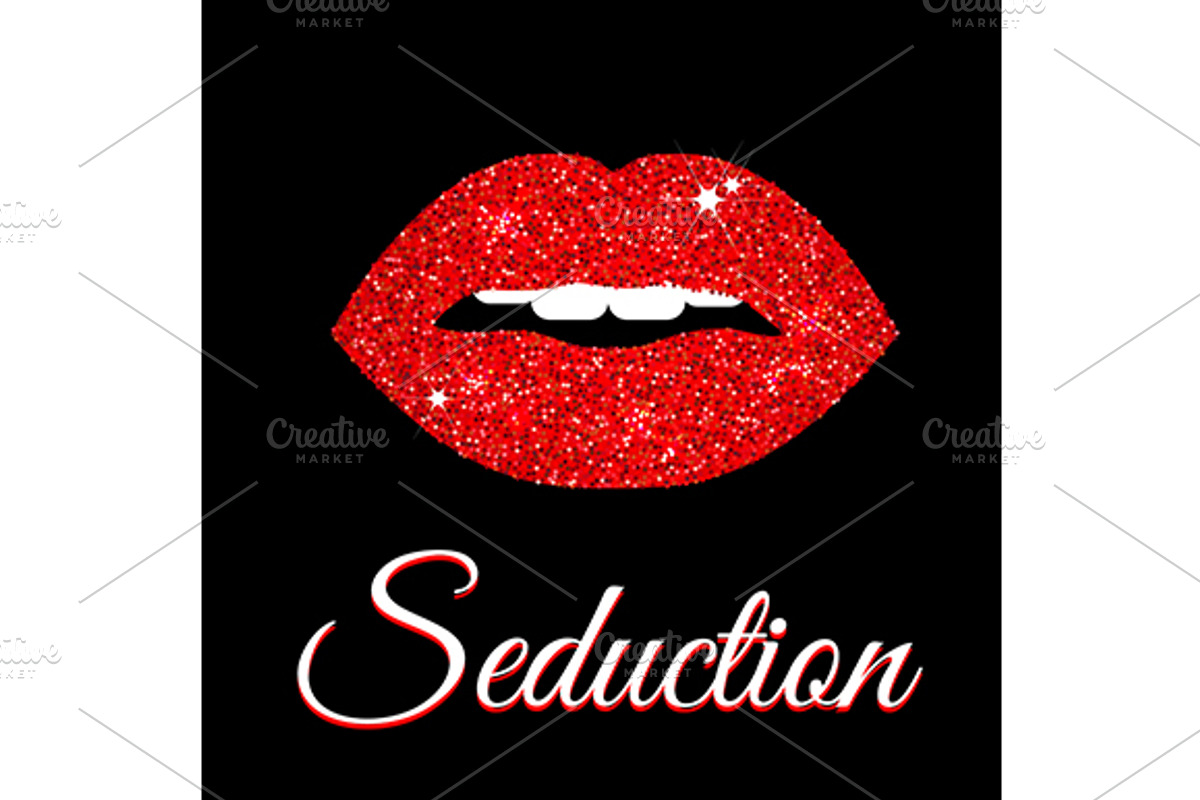 Red glittering lips. Vector + png, a Decorative Illustration by Bunny's Little Shop (Photo 1 of 2)