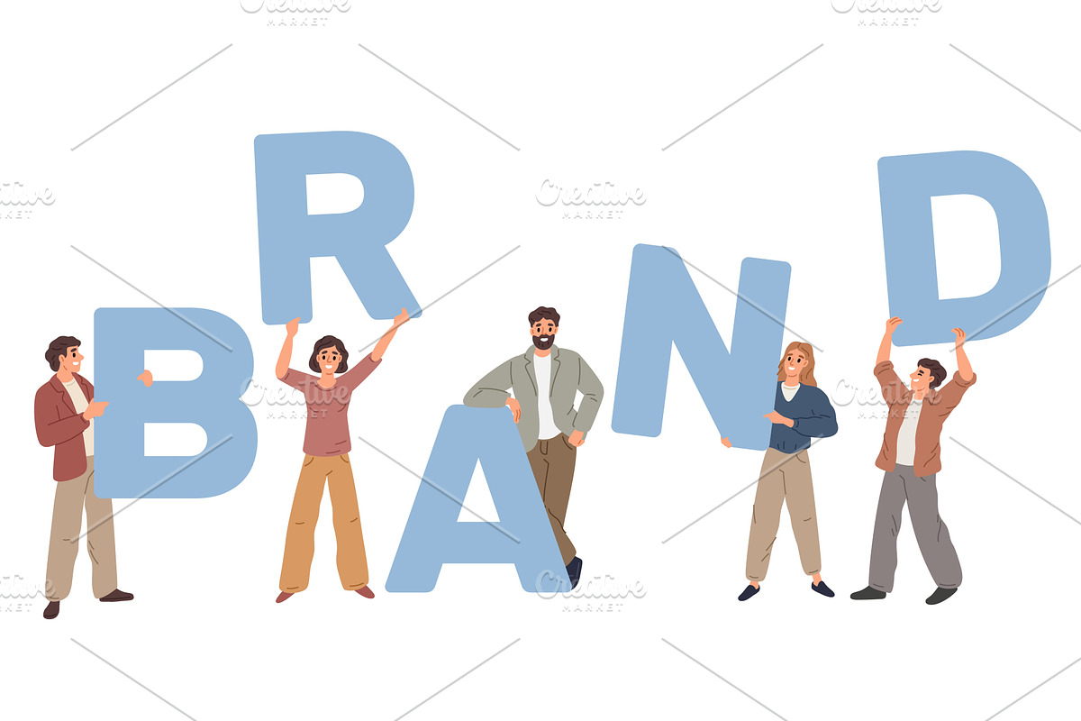 Men and women hold big letters of, a Person Illustration by Vectorbuum