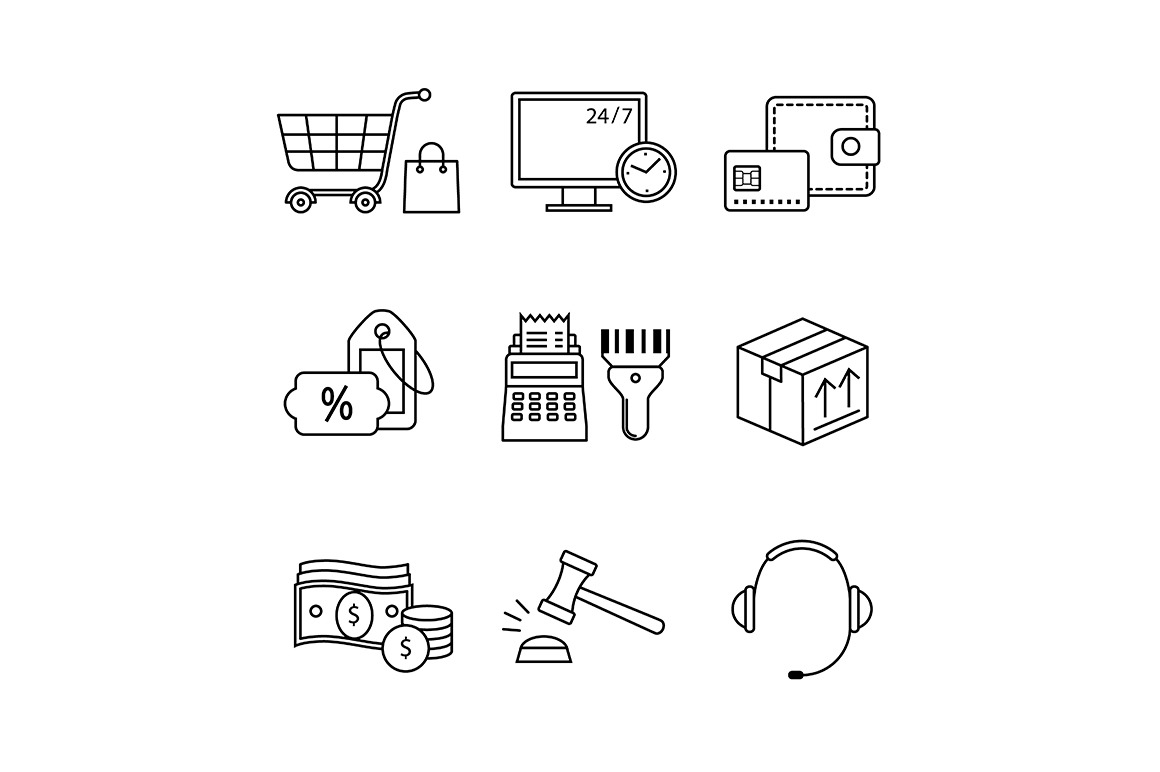 Internet commerce and shopping, an Outline Icon by Iconicbestiary ...
