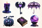 Spooky Purple Halloween Clipart, an Illustration by Dream Creation (Thumbnail 7 of 7)