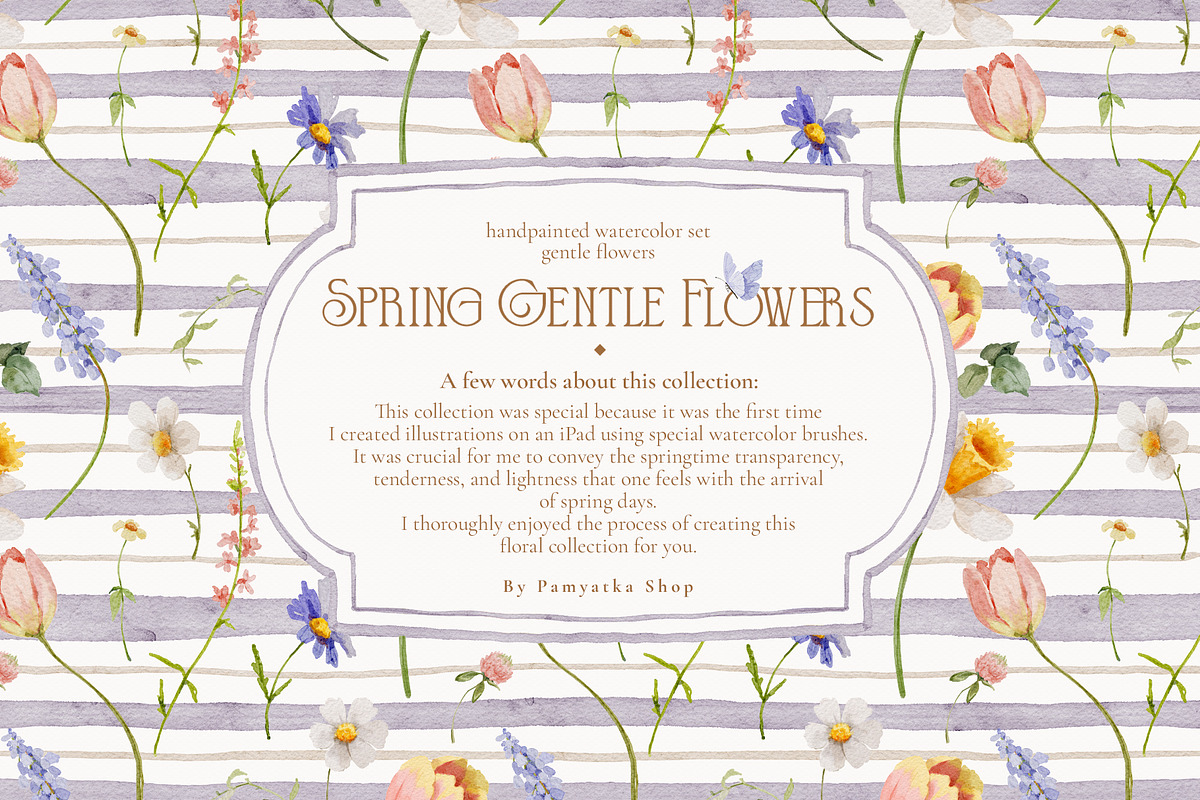 Watercolor Spring Gentle Flowers, a Decorative Illustration by Pamyatka Shop (Photo 2 of 12)