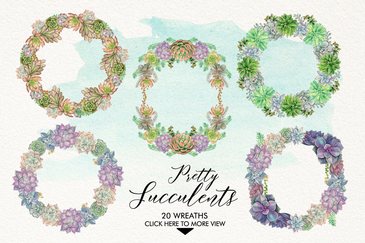 Watercolor Pretty Succulents, an Illustration by Graphobia (Photo 7 of 10)