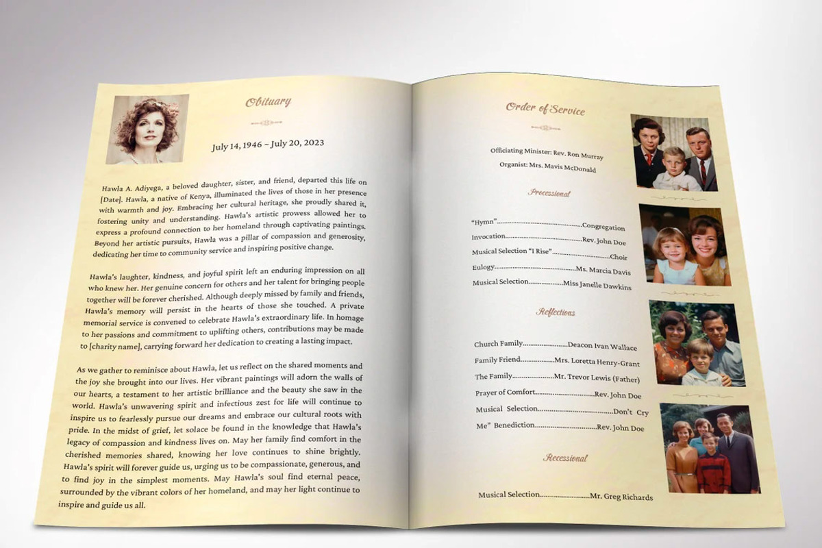 Golden Victorian Funeral Program, a Brochure Template by Four C Graphic (Photo 2 of 5)