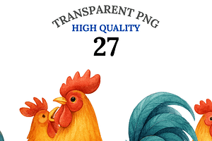 27 Rooster Clipart, an Animal Illustration by Pati Charm Studio