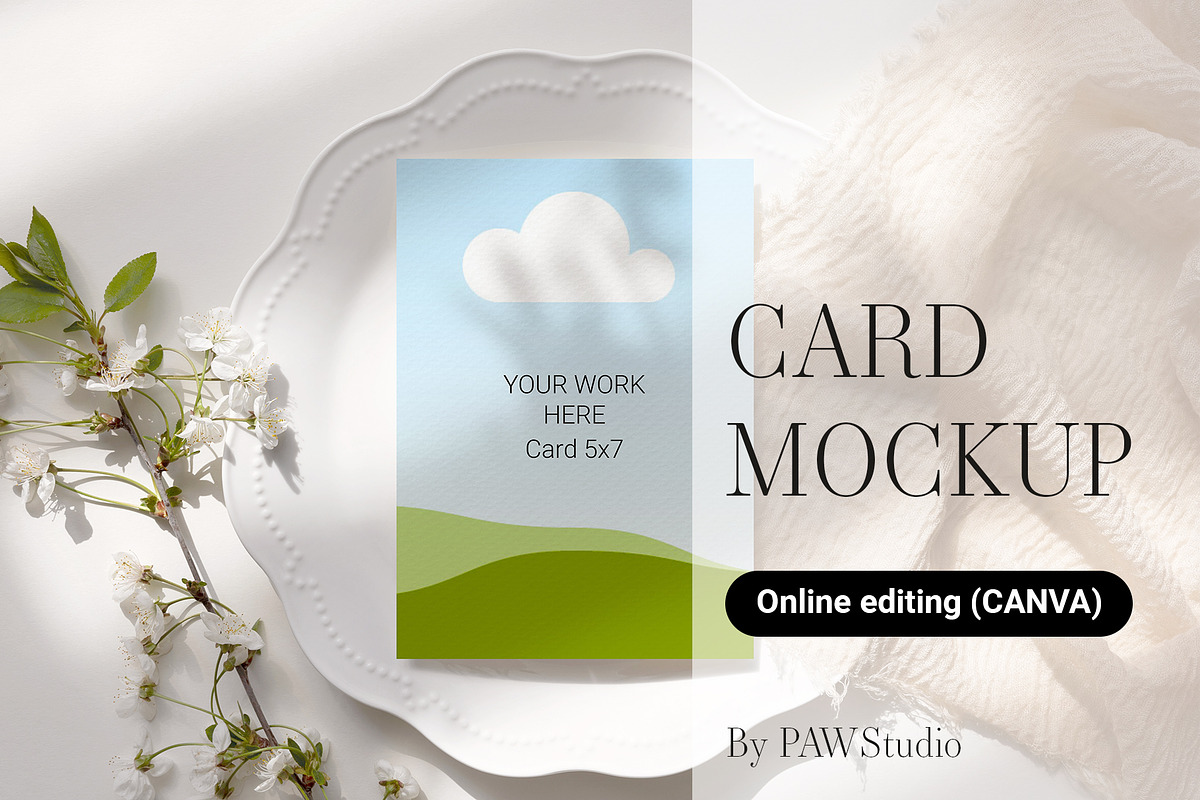 Card Mockup 5x7 Menu OnlineEditCanva, a Product Mockup by PawMockups 2 (Photo 1 of 7)