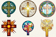 Christian Cross Stained Glass Clipar, an Illustration by OK Design (Thumbnail 3 of 5)