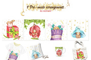 Winter watercolor. Gingerbread guys, a Decorative Illustration by Satika (Thumbnail 3 of 6)
