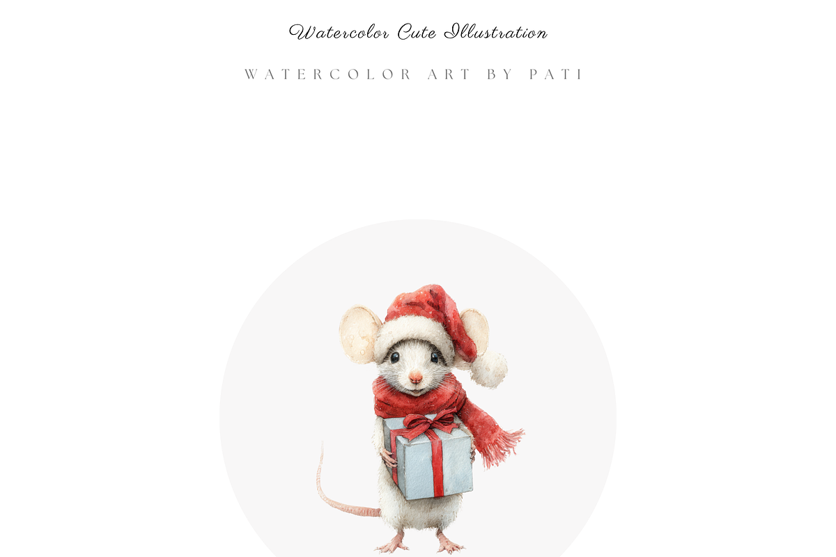 Christmas Mouse Clipart Set, a Decorative Illustration by Pati Paints (Photo 5 of 11)