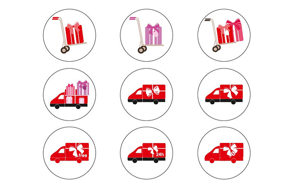 Colored Icons Delivery Present