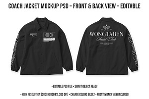 4K Coach Jacket Mockup PSD Editable