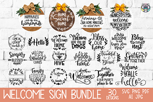 Round Welcome Sign Svg Bundle