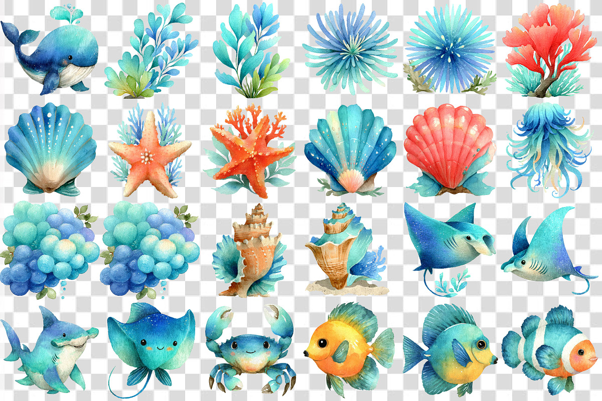Sea Creature Clipart, an Illustration by DreamCafeArt (Photo 5 of 7)