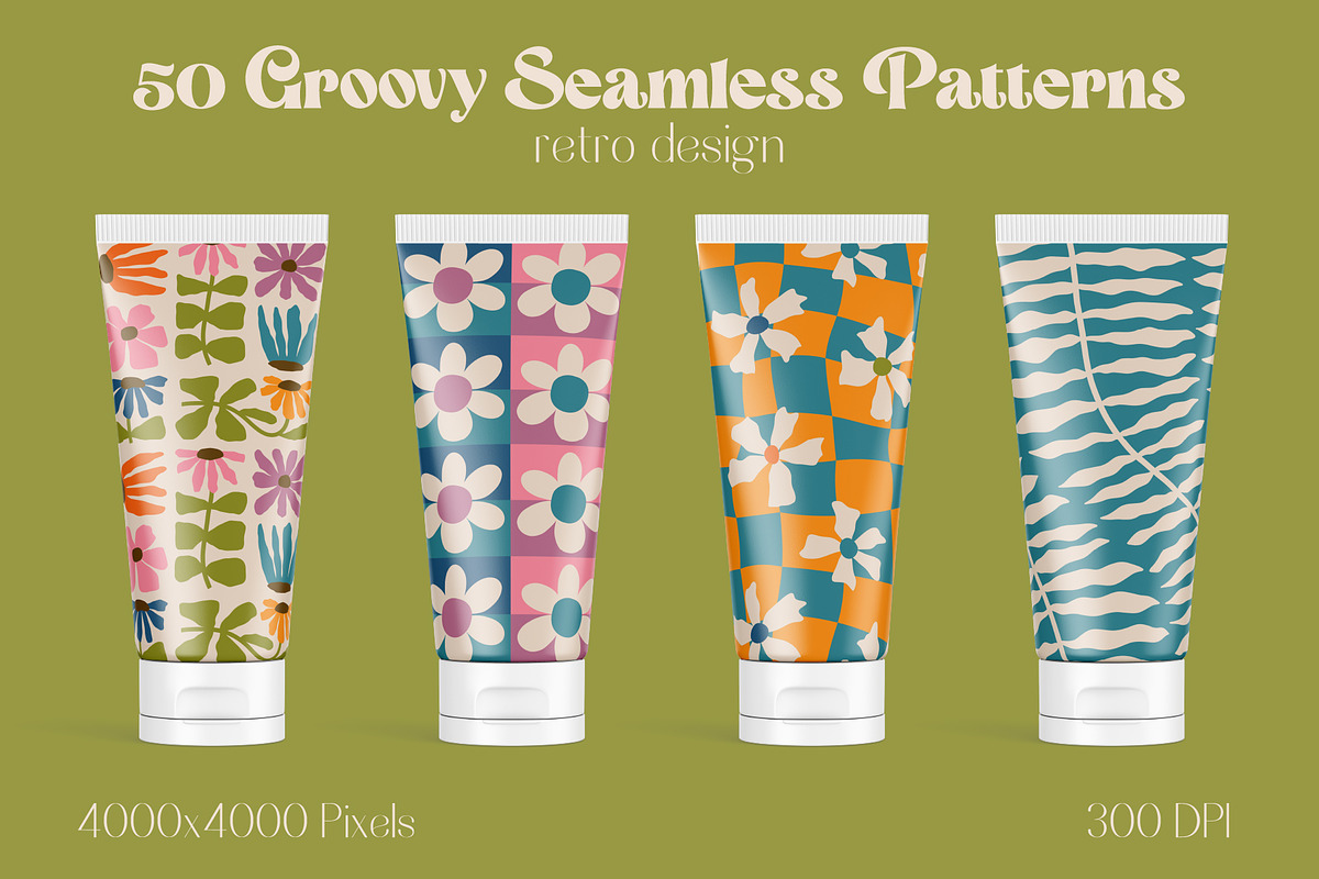 50 Groovy Retro Seamless Patterns, a Pattern Graphic by AnnArt (Photo 5 of 8)