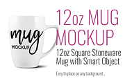 12oz White Square Stoneware Mug DT, a Product Mockup by SarahDesign (Thumbnail 1 of 5)