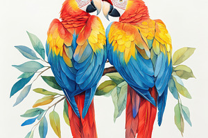 Two Scarlet Macaws perched on a bran, an Animal Photo by Pixeness Studio