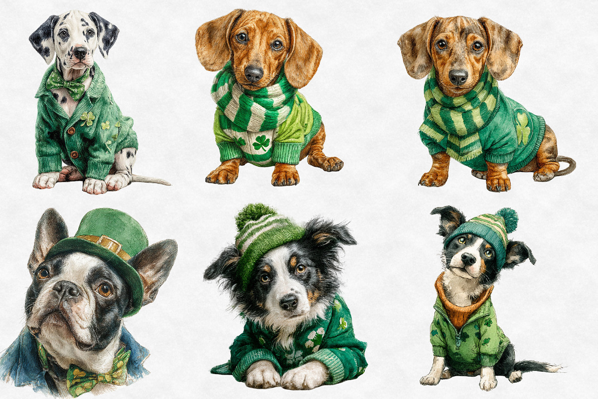 St Patrick's Day Dogs Clipart, an Illustration by Designworld (Photo 3 of 6)