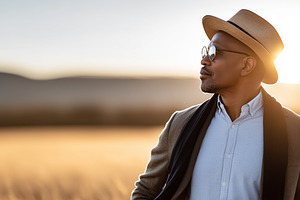 Black mature man in hat and glasses, a Person Photo by MistyDay