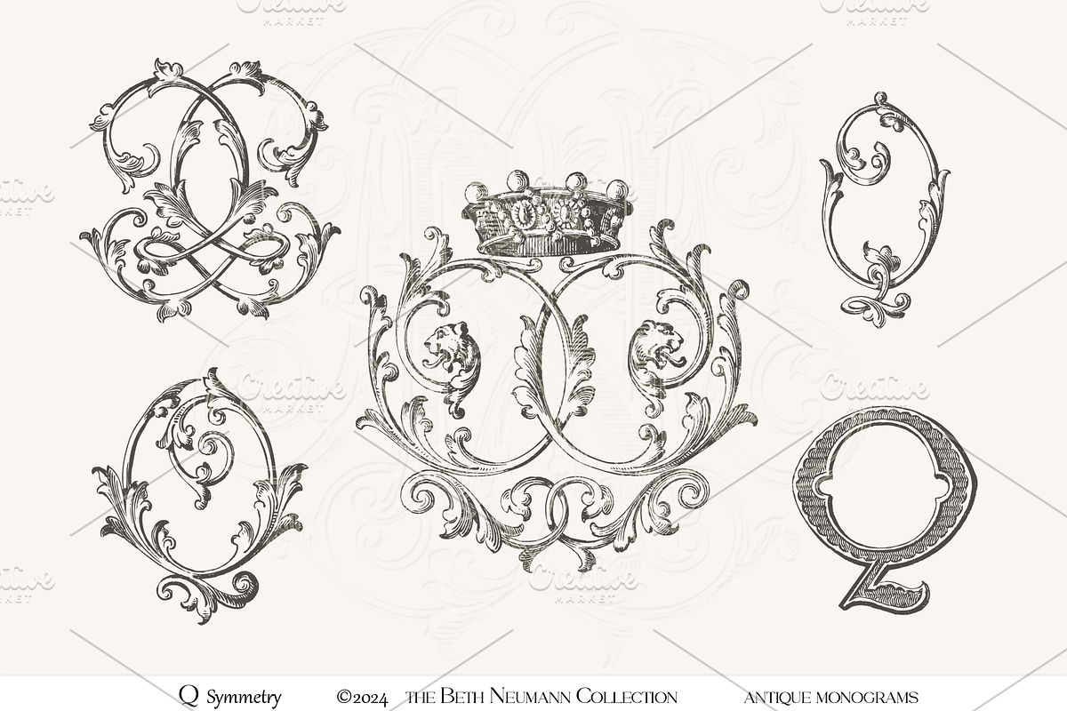 Antique Vintage Monogram Initial Q, an Object Graphic by Antique Monograms (Photo 1 of 4)