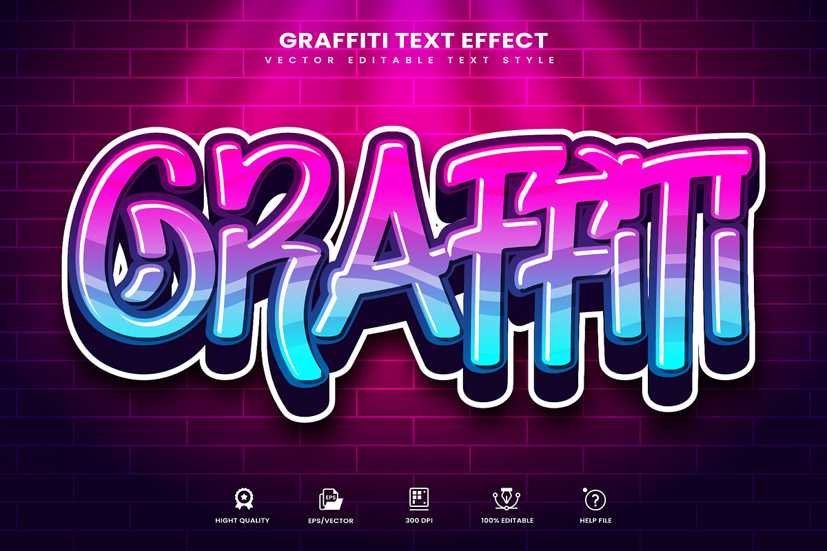 Graffiti Editable Vector Text Effect, a Layer Style Add-On by Niestart Creation (Photo 1 of 2)