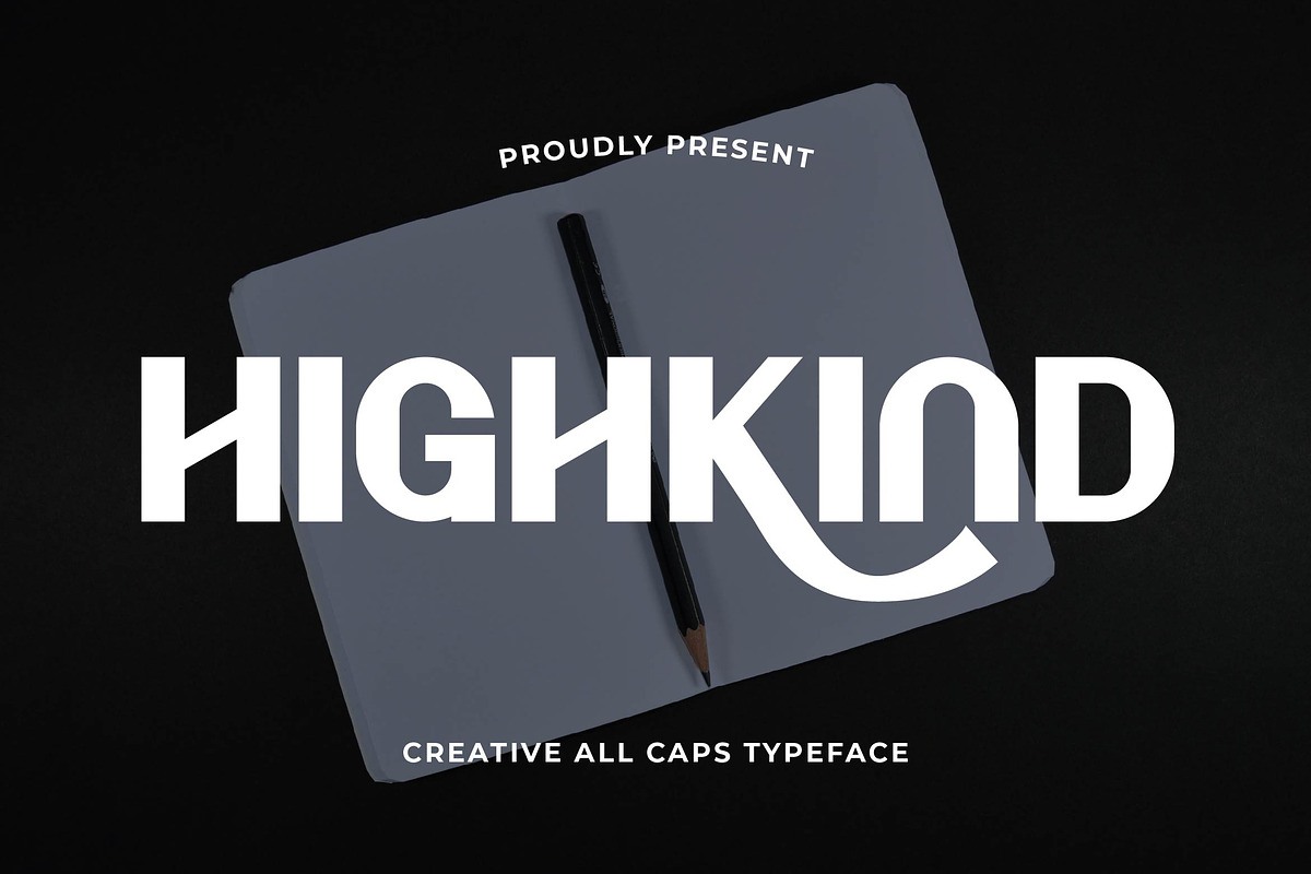 Highkind Creative Display Font, a Sans Serif Font by Artiveko (Photo 1 of 9)