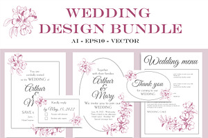 Apple blossom wedding design bundle