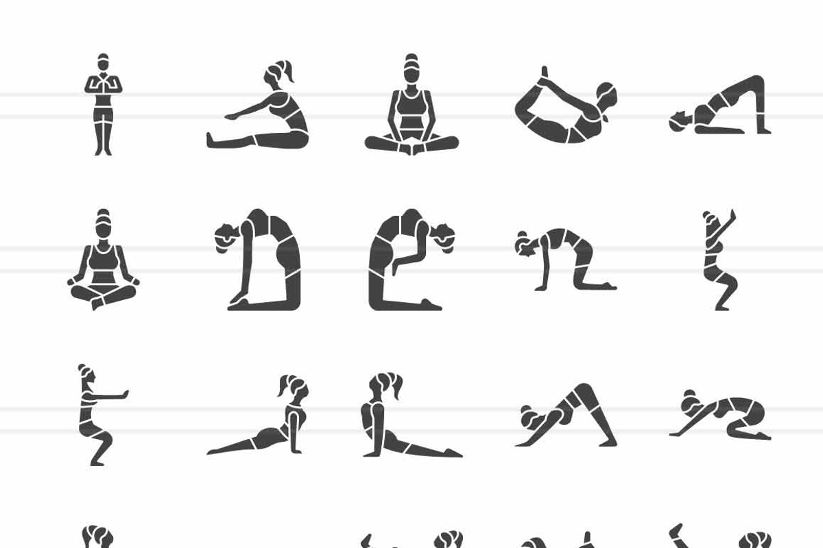 50 Yoga Poses Glyph Icons, an Icon by IconBunny (Photo 2 of 2)