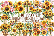 Sunflower Bouquet Floral Clipart, an Illustration by Sublimation Artist (Thumbnail 1 of 6)