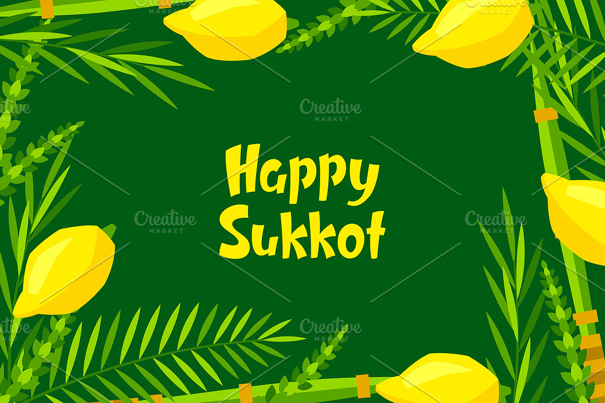 Happy Sukkot greeting card., a Background Graphic by incomible