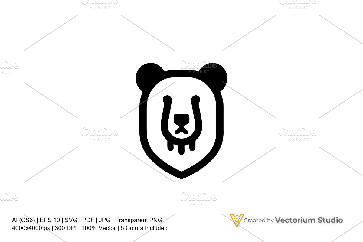 Bear Shield Minimalist Logo, a Branding & Logo Template by Vectorium Studio (Photo 1 of 5)