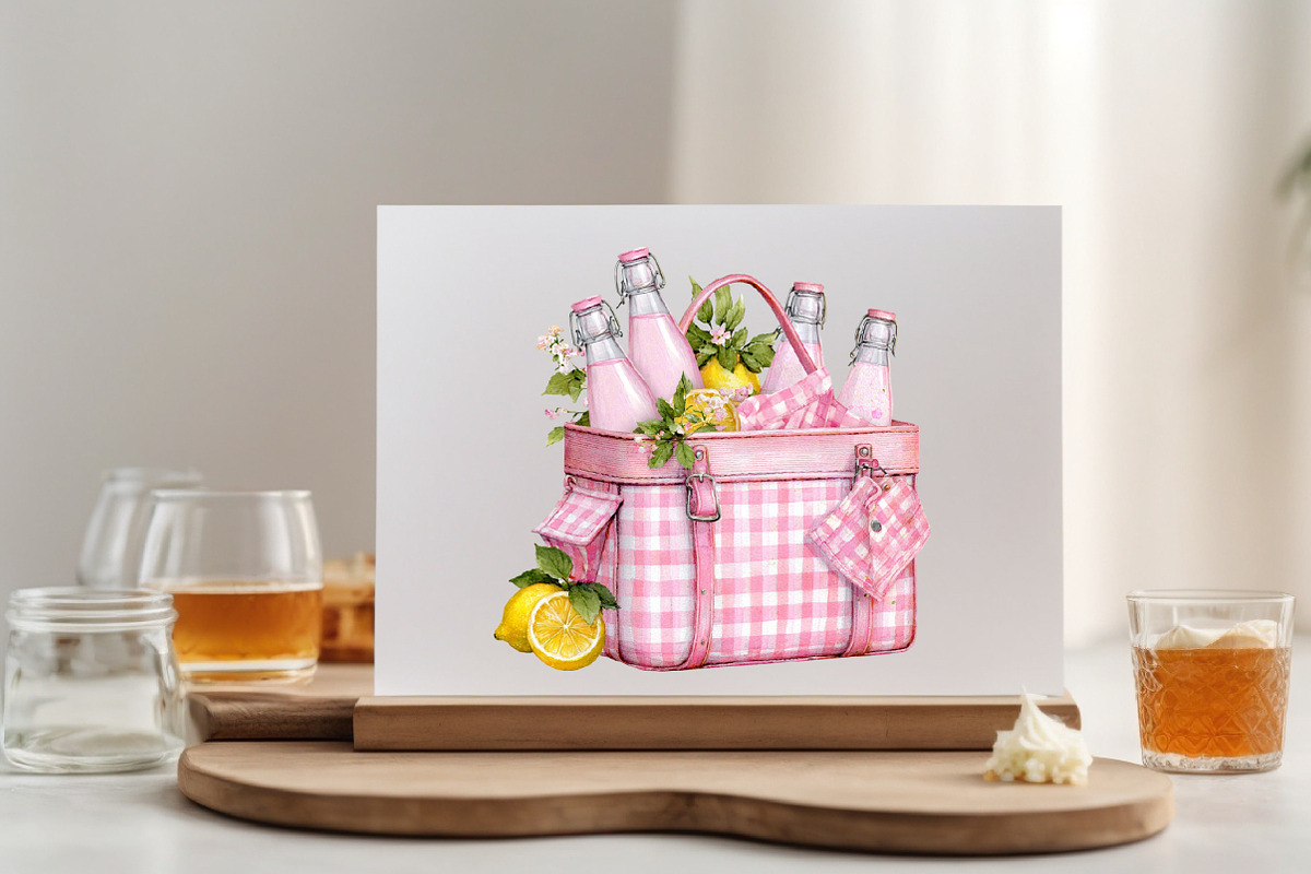 Bohemian Pink Gingham Summer Clipart, an Illustration by SVGArt (Photo 3 of 9)