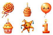 Kids Orange Birthday Watercolor PNG, an Illustration by SinaCreation (Thumbnail 4 of 5)