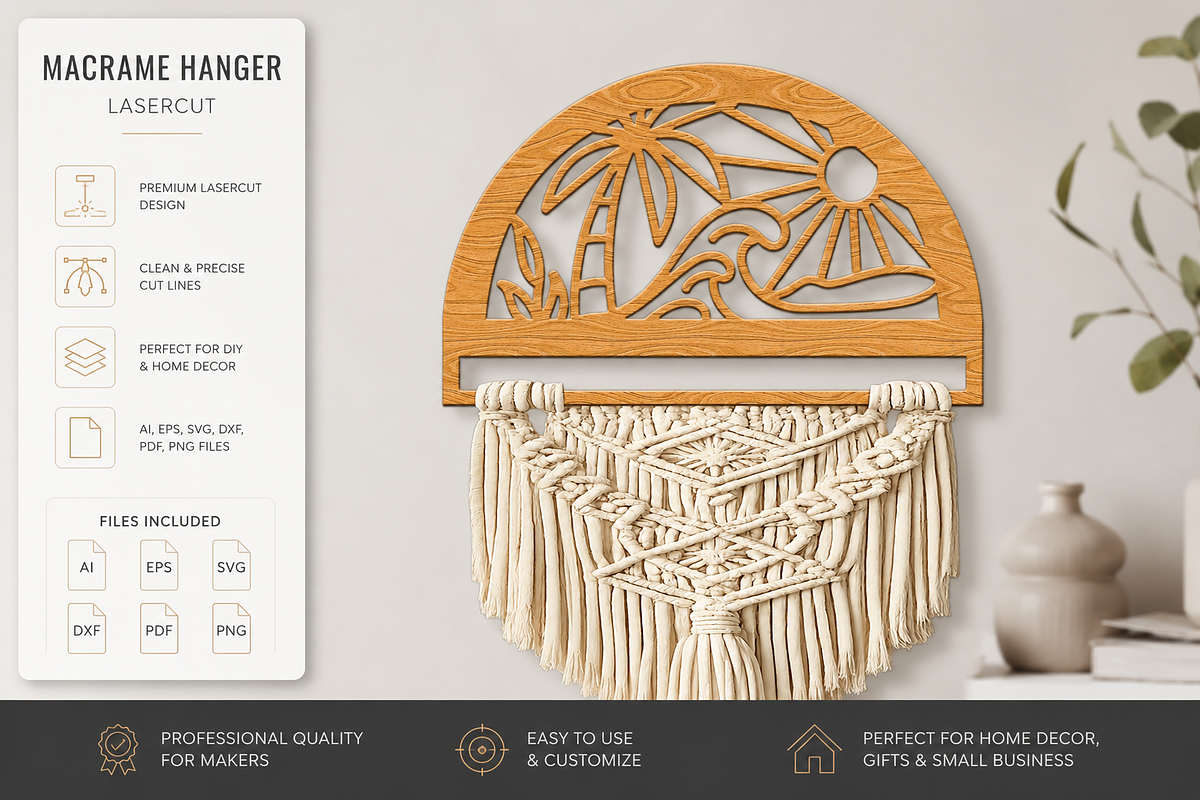 Beach Sunset Macrame Hanger Lasercut, an Object Graphic by OTVEY DESIGN (Photo 11 of 13)