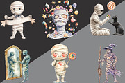 Watercolor Halloween Mummy Clipart, an Illustration by Black Bird Studio (Thumbnail 5 of 6)