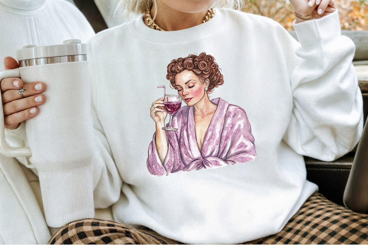 Funny Wine Loving Mom's Clipart, an Illustration by Sublimation Artist (Photo 4 of 6)