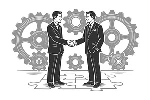 Businessmen Handshake Partnership, a Person Illustration by AlexArt