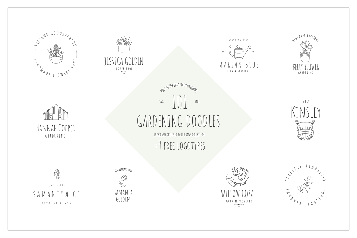 101 Vector Gardening Doodles, a Branding & Logo Template by pawellpi (Photo 18 of 22)