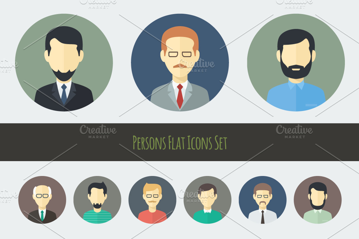 Flat Persons Icons Set 1, an Icon by Alex Serada (Photo 2 of 5)
