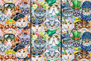 Seamless patterns of cats, an Animal Illustration by Watercolor fantasy (Thumbnail 2 of 7)