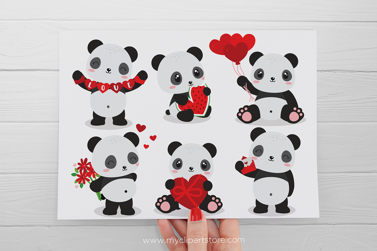 Valentine Pandas Clipart, SVG, a Seasonal Illustration by MyClipArtStore (Photo 2 of 2)