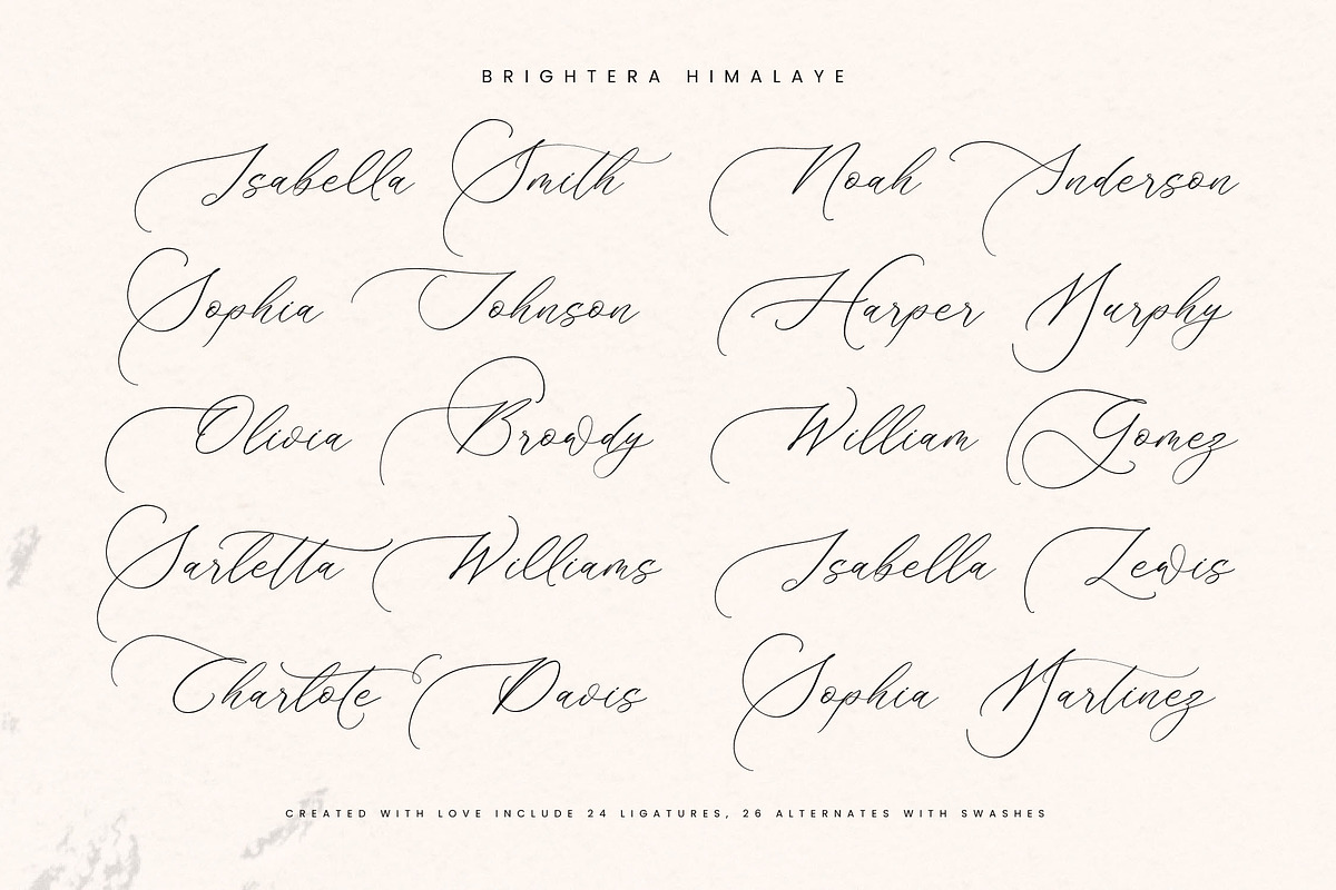 Brightera Himalaye Beautiful Script, a Script Font by Letterena Studios Script (Photo 9 of 15)