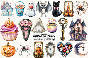Coquette Vintage Halloween Bundle, an Illustration by Pixels.Craft