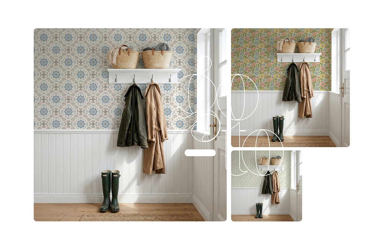 PSD Wallpaper Mockup Hallway Scene, a Mockup by First Impression Mockups (Photo 4 of 4)