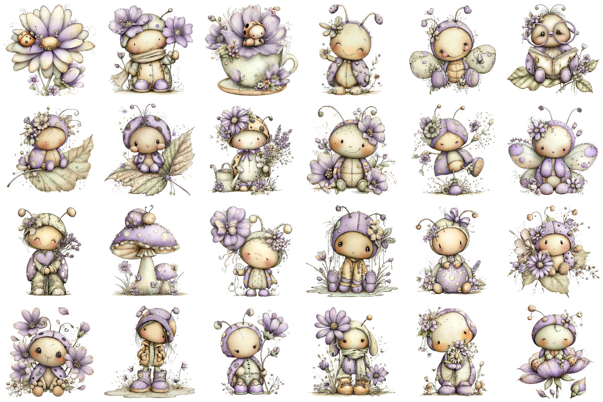 Whimsical Spring Ladybug Clipart, an Illustration by designcity5 (Photo 2 of 5)