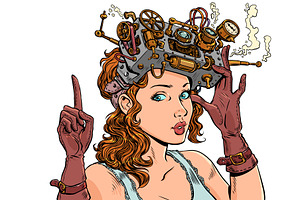 Pop Art Retro Steampunk future and, a Technology Illustration by studiostoks