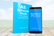 Smartphone With A5 Book Combo Mockup, an iPhone Mockup by Cover Actions Premium (Thumbnail 2 of 3)