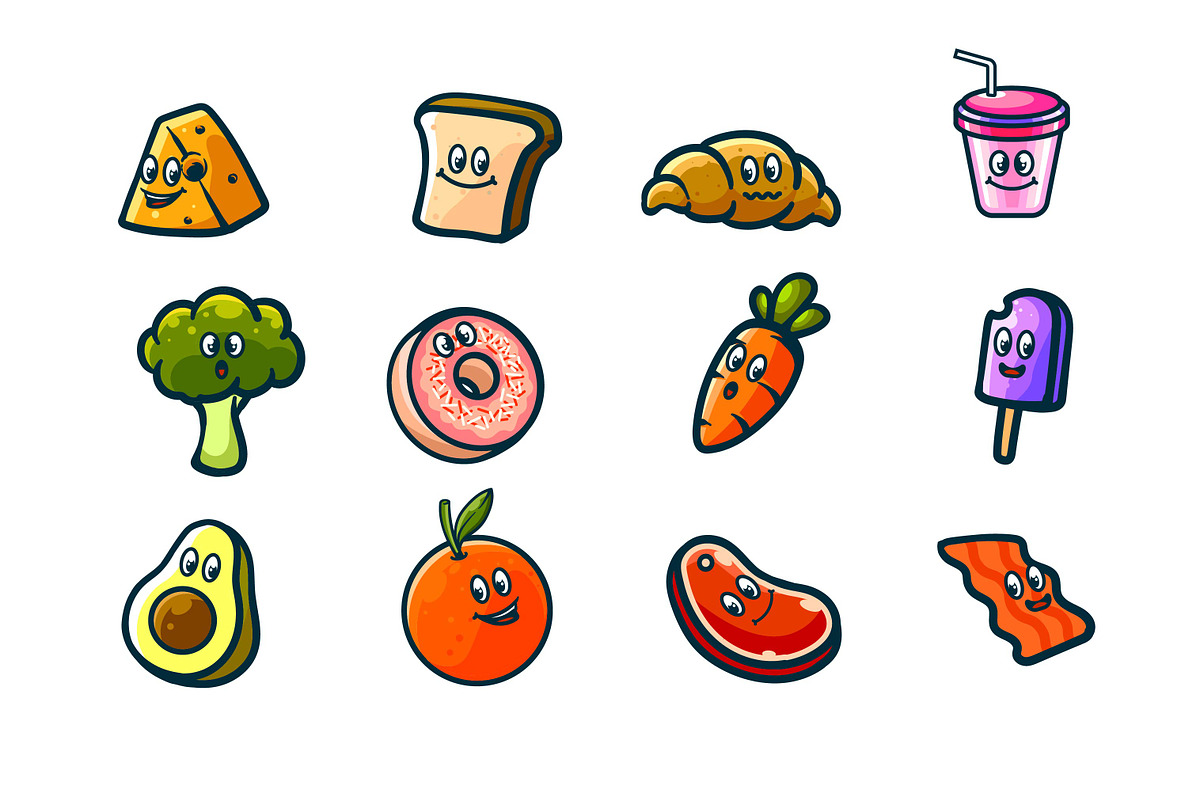 CUTE FOOD ICONS SET, a Food Illustration by grindstudio (Photo 7 of 8)
