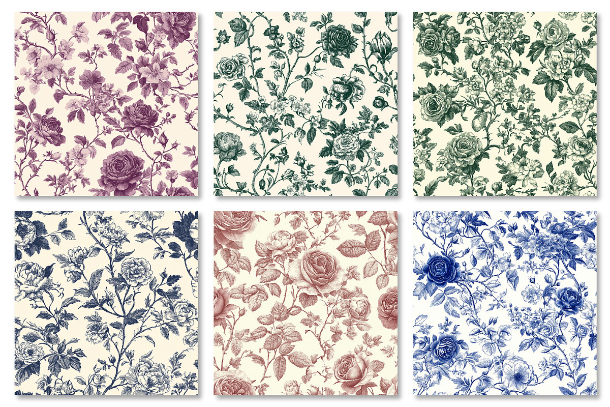 Vintage Floral Toile Seamless Patter, a Pattern Graphic by Dream Creation (Photo 5 of 7)