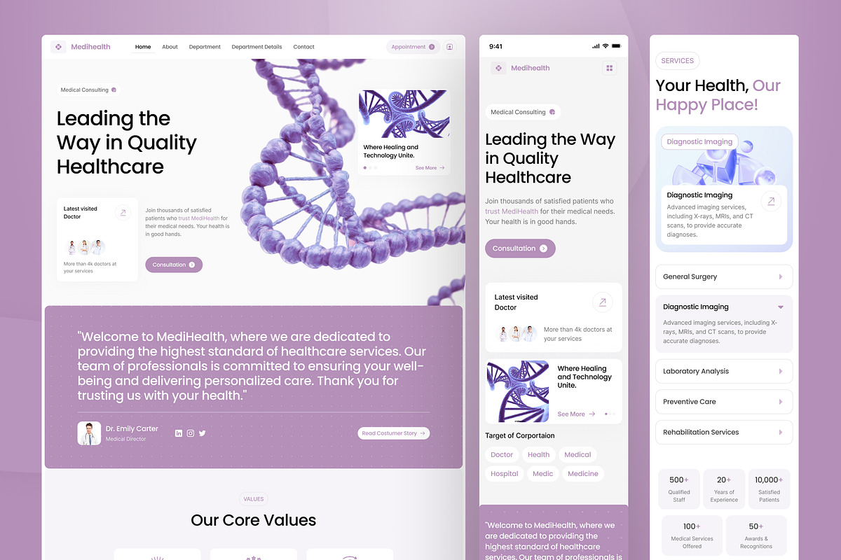 Medihealth - Medical Website, an UI Kit Template by peterdraw (Photo 12 of 12)