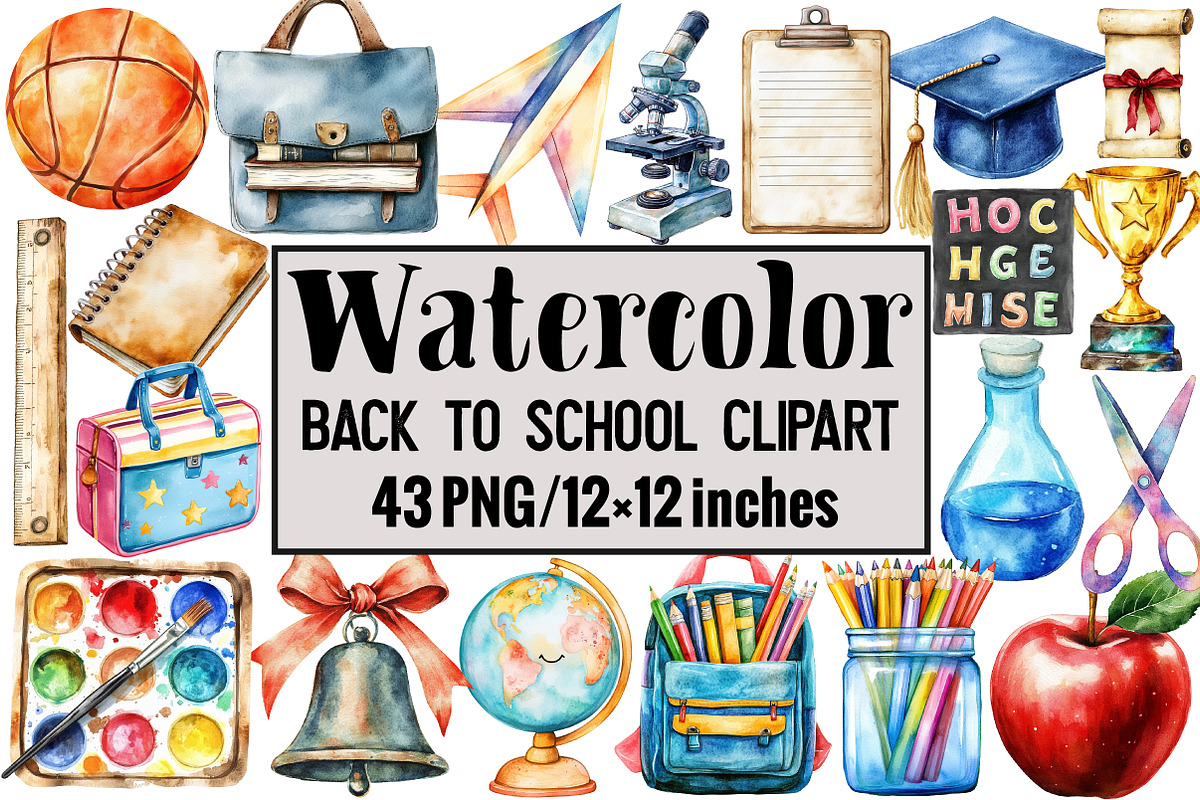 Back to School Clipart, an Illustration by Design Market (Photo 1 of 3)