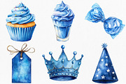 Watercolor Blue Birthday Clipart, an Illustration by Canvas Craft (Thumbnail 3 of 8)